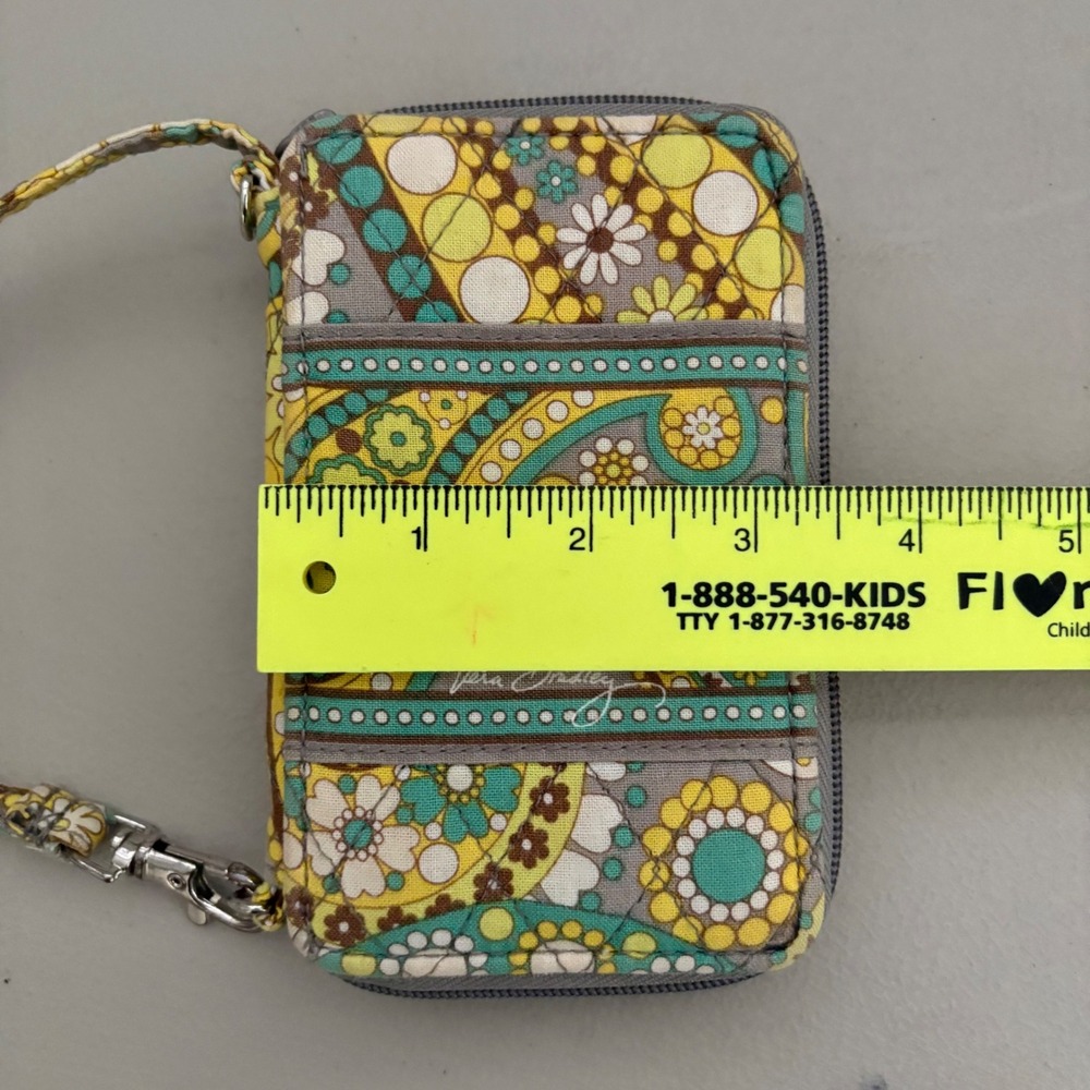 Vera Bradley‎ All In One Crossbody Wristlet Wallet Yellow Teal Paisley Floral - Picture 8 of 12